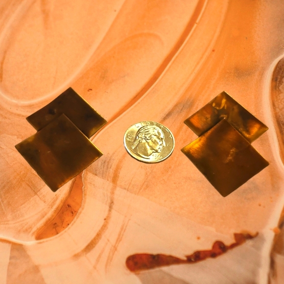 Geometric Pure Copper Post Back Earrings - Picture 2 of 3